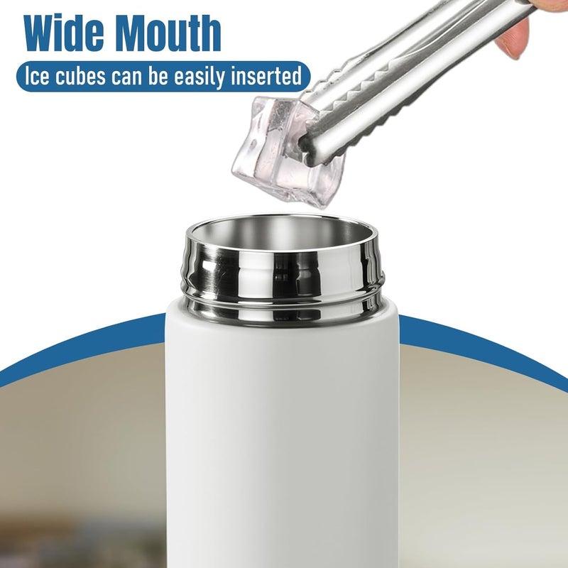 PARACITY Insulated Water Bottle, 15 oz Stainless Steel Water Bottles, Double Wall Vacuum Hot Drinks Thermo, Metal Water Bottle Keeps Hot for 12 Hrs, Cold for 24 Hrs, for Coffee, Tea (white) - Image 5